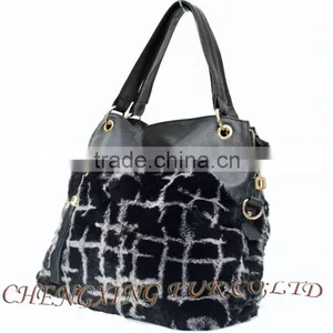 CX-H-44 Rex Rabbit Fur & Leather Handbag New Arrival thumbnail-1