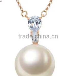 High End White Natural Fresh Water Pearl Pendant Necklace Women Luxury Style Round Pearl Pendant Necklace for Party Favor thumbnail-1