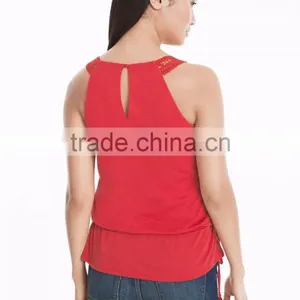 MGOO Hot Selling Girls Sexy Sleeveless Top Sewn With Lace Modern Women Fashion Tops thumbnail-3