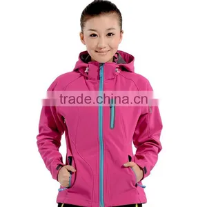 OEM ODM Customize Brand Women Outer Sports Polyester Soft Shell Jacket thumbnail-1