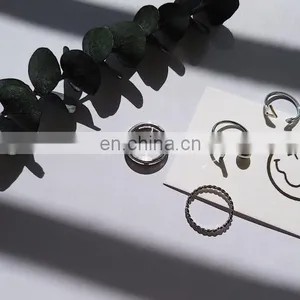 4PCS/Set Punk Handsome Silver Rings for Unisex Knuckle Ring Set thumbnail-6
