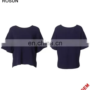 Women Split Side Silk Navy Batsleeves Knitted Pullover Poncho thumbnail-3
