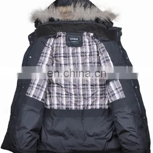 Fashion Mens Winter Fur Hood Cow Buckle Down Padded lo thumbnail-2