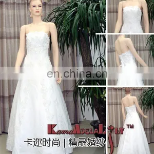 EB101 Top Qualiry No Minimum Order Lace up Back Floor Length Wedding Dress Beads Bridal Dress Princess Wedding Dresses thumbnail-1