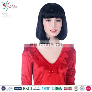 Fashion Woman Synthetic Wig Bob Cut Cheap Short Black Wig thumbnail-1