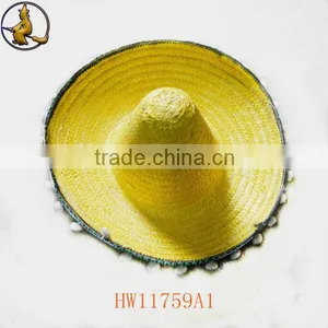 New Style Big Bright Yellow Mexico Straw Hat thumbnail-1