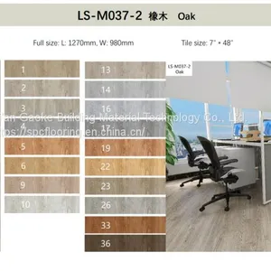 GKBM LS-M037-2 Green High Abrasion Anti-slip Waterproof Click Gray Brown Oak Stone Vinyl Composite SPC Flooring thumbnail-2