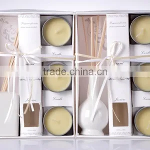 Scented Clay Rattan Stick Flower Reed Diffuser With 3 Pcs Candles thumbnail-2
