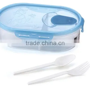 Hot Selling Oval Square Plastic Microwave Lunch Box With Cutlery thumbnail-1
