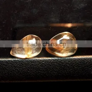 Rutile Quartz Cabochon Gemstone / Yellow Rutile Cabs Stone / Wire Wrapped Pendant thumbnail-2