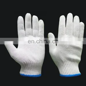 High Quality Cheap Labor Protection Gardening Durable Safety Work White Knitted Cotton Gloves thumbnail-4