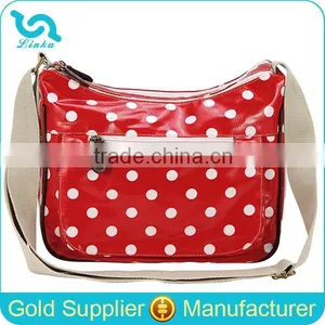 Stylish Red Polka Dot Woman Shoulder Long Strip Bag PVC Coated Canvas Shoulder Long Strip Bag For Girls thumbnail-1