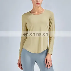 Customize Women Long Sleeve Gym Crop Top Sports Training Workout Fitness Activewear Yoga Crop Top thumbnail-1