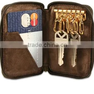Genuine Cowhide Leather Zipper Key Case With Hooks thumbnail-1