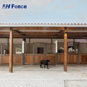 3.5 m 3.6 m Horse Stable Galvanized Steel Frame Sliding Door Horse Stall European Style Shelter Customized Horse Stable thumbnail-2