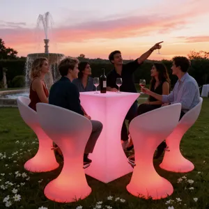 Outdoor Restaurant Garden Patio Event Party Lounge Cube Seats Plastic Furniture Led Bar Chairs and Tables Stools Set thumbnail-3