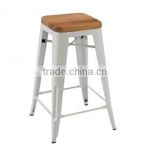 MCH-1505 Black Stackable Stool 65cm Height Industrial Metal Wood Chair thumbnail-5