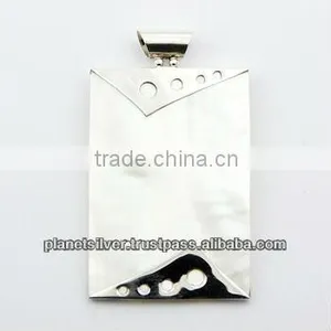 Sterling Silver Openwork Mother Of Pearl Rectangular Pendant thumbnail-1