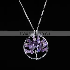 2016 Nature Stone Chakra Necklace Handmde Tree of Life Pendant Neckalce SMJ0170 thumbnail-3