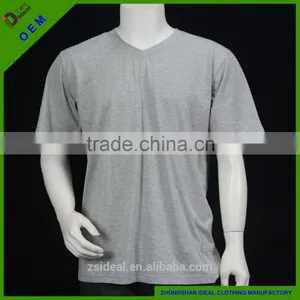 Mans Casual Style Blank 100% Cotton Grey Color V-neck T-shirt thumbnail-1