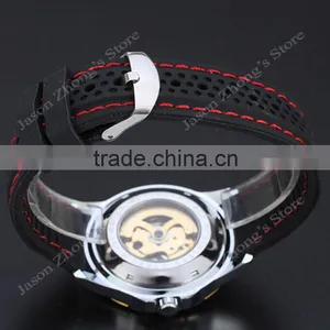 New WINNER Hollow Engraving Skeleton Casual Design Black Golden Case Rubber Strap Watches Men Luury Brand Automatic Watches thumbnail-5