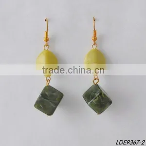 Delicate Resin Oval and Cube Earrings thumbnail-1