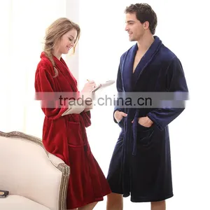 Autumn Winter New Flannel Robes Lovers Sleepwear Women Men Warm Dressing Gown Bathrobe Coral Fleece Robe Femme Camison Mujer thumbnail-3