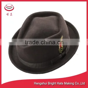 Wool Black Modern Upturned Brim Felt Fedora Hat thumbnail-1