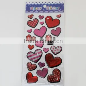 Wenzhou Factory Lovely Heart Cute Custom Design Epoxy Sticker/High Quality Cheap Clear Epoxy Sticker thumbnail-1
