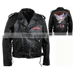 Men Black Motorbike Leather Jacket / Moto Leather Jacket AI-8096 thumbnail-1