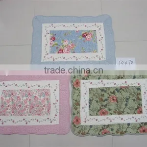 Shabby Chic Blue Floral Patchwork Quilted Cotton Bedroom Bath Floor Mat Rug thumbnail-2