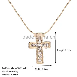 Jewelry Crystal 18k Gold Cross Pendant Necklace Quality Choice thumbnail-2