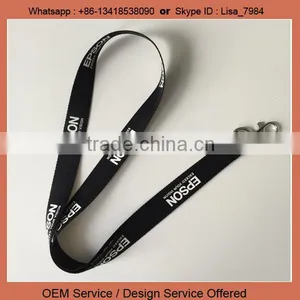 Custom Logo Cheap Satin Polyester Heat Transfer Printed Lanyard Black Lanyard thumbnail-1