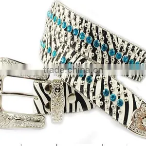Qualified Professional Women Western Rhinestone Leather Belt thumbnail-2