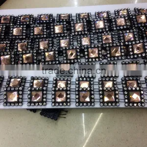 2017 New Fashion Rhinestone and Square Acrylic Chain for Shoe Decoration thumbnail-1