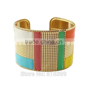 >>>4 Colors Fashion Cuff Bracelets Bangles Exaggerated Gold Color With Colorful Enamel Bracelets New 2015/ thumbnail-4