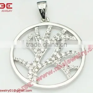 925 Sterling Silver Body Jewelry Pendant Necklace Tree Inside thumbnail-1