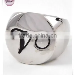 Rhodiumized Metal Black Epoxy Lead Nickel Compliant Initial Ring thumbnail-1