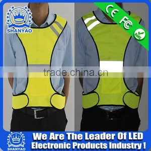 Polyester Highly Visible Reflective LED Warning Vest/ Safety LED Roadway Warning Vest thumbnail-1