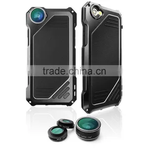 Aluminum Alloy + Silicone 3 in 1 Impact/shockproof Phone Case With Wide Angle Camera Lens thumbnail-1