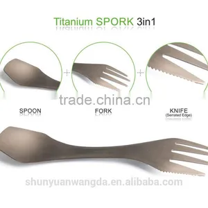 3 in 1 Titanium Spork, Titanium Spoon for Titanium Camping thumbnail-1