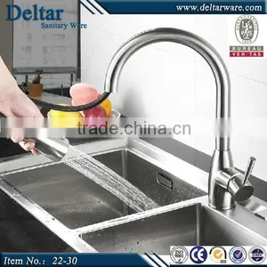 Single Handle Pull Out Spray Stainless Steel Kitchen Faucet, Flexible Hose for Stainless Steel Kitchen Faucet thumbnail-1