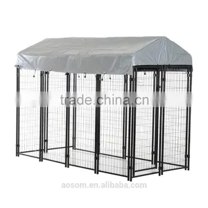 Pawhut 50" x 46" x 58"- 72" Steel Frame Outdoor Covered Dog Box Kennel thumbnail-2