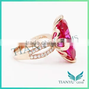 Fashion Ruby Gemstone18K Gold Wedding Rings Foreverone 9 Hearts & Flower VVS1 E-F Round Cut Moissanite Diamond Rings thumbnail-1