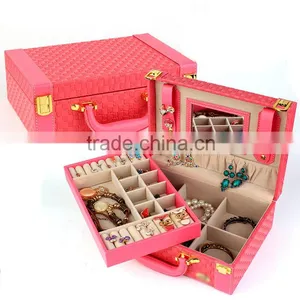 Wholesale Custom High-grade PU Leather Jewelry Box, Fashion Beautiful Makeup Box thumbnail-1