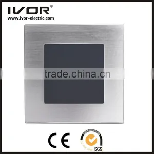 2016 New Design IVOR Aluminum Silver Material Europe Style Illuminated 2 Gang Computer Wall Switch thumbnail-2