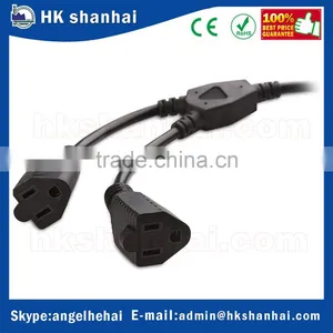 Wholesale Hot Sale Electrical Cable Nema 5-15p Plug Male to 2 x Nema 5-15r Female 2-Outlet AC Power Y Splitter Cord Power Cable thumbnail-4