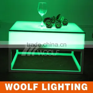 Waterproof Stylish LED Square Bar Tables With Metal Stand thumbnail-1
