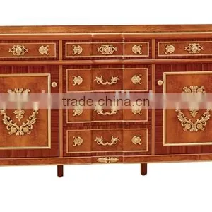Vintage Style Wooden Sideboard, Antique Wooden Carving Buffet, Luxury Dining Room Painted Decorative Side Cabinet thumbnail-3