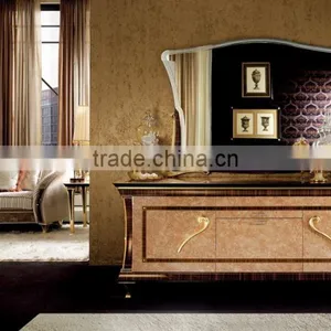 NEW ARRIVAL Charming Wooden Veneer Buffet With Matching Mirror/Italian Classic Side Board(MOQ=1 SET) thumbnail-1